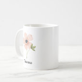 Röschendes Wasserfarben-Blumen-Name Kaffeetasse (Vorderseite Links)