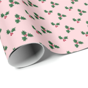 Röschling Rosa Stechpalmen-Druck Geschenkpapier
