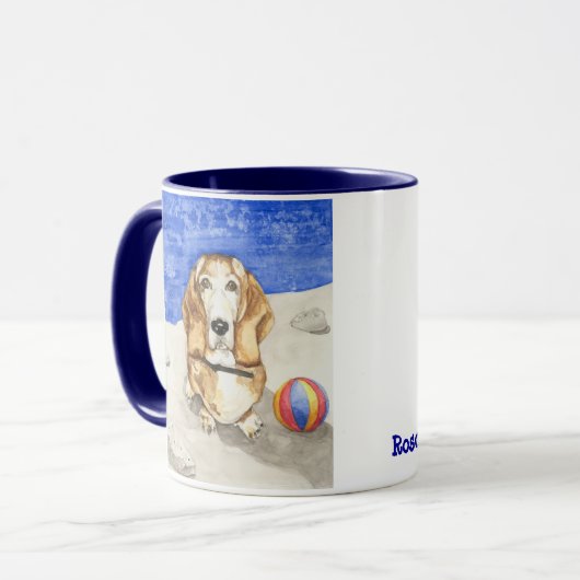 Roscoe geht zum Strand Tasse (Vorderseite Links)