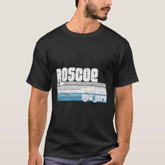 Roscoe New York Ny Retro Vacation Skiing Hiking Sn T-Shirt (Vorderseite)
