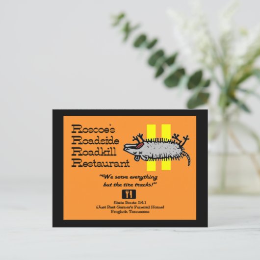 Roscoes Roadkill Postkarte (Stehend Vorderseite)