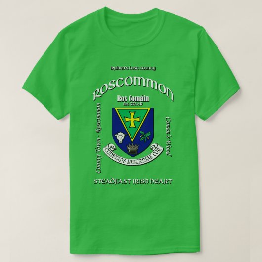 Roscommon Ireland Irish Wappen Coat of Arms T-Shirt (Design vorne)