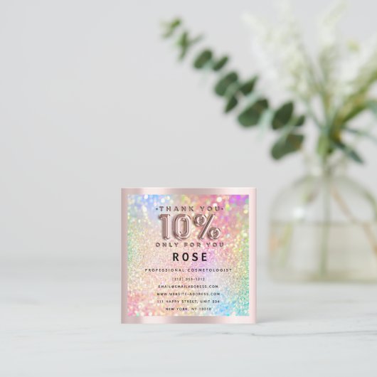 Rose 10 % Rabatt für Logokombinationen Holograph G Terminkarte (Stehend Vorderseite)
