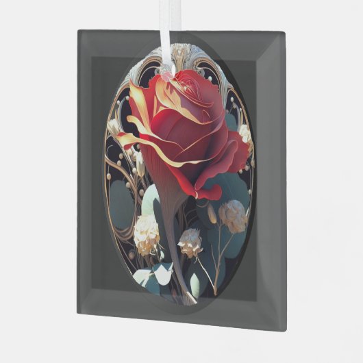 ROSE #1 ORNAMENT AUS GLAS (Vorderseite links)