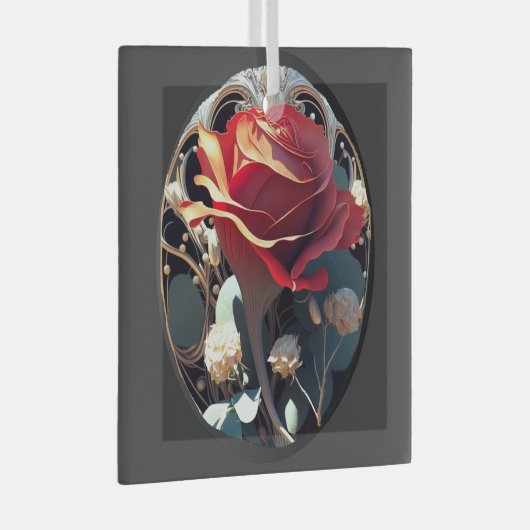 ROSE #1 ORNAMENT AUS GLAS (Vorderseite Rechts)