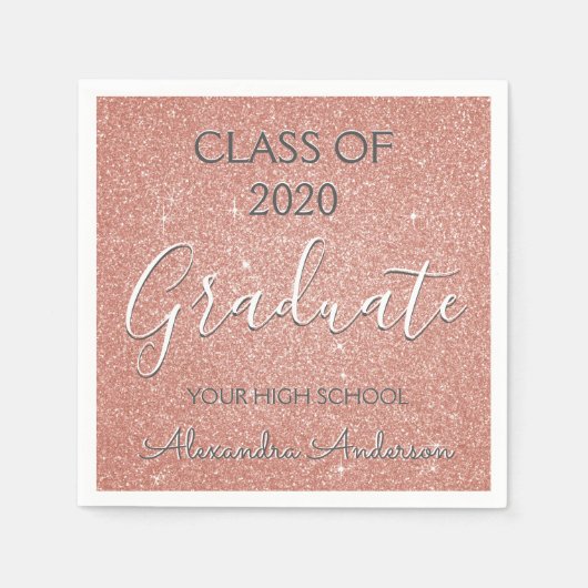 Rose 2019 Gold - Rosa Glitzer Serviette (Vorderseite)