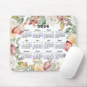 Rose 2024 Blumengrün Rosa Schmetterling Mousepad (Mit Mouse)