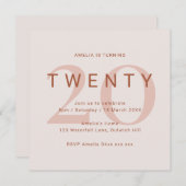Rose 20. Geburtstagsparty Einladung (Vorne/Hinten)