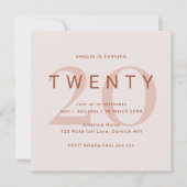 Rose 20. Geburtstagsparty Einladung (Vorderseite)