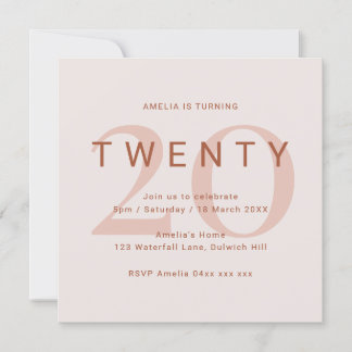 Rose 20. Geburtstagsparty Einladung