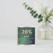 Rose 20 % Rabatt für Logohair Lash Glitzer Grün Terminkarte (Stehend Vorderseite)