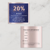 Rose 20 % Rabatt für Logohair Lash Glitzer Navy Terminkarte (Vorne/Hinten)