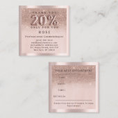 Rose 20% Rabatt Logos Glitzer Ballon Terminkarte (Vorne/Hinten)