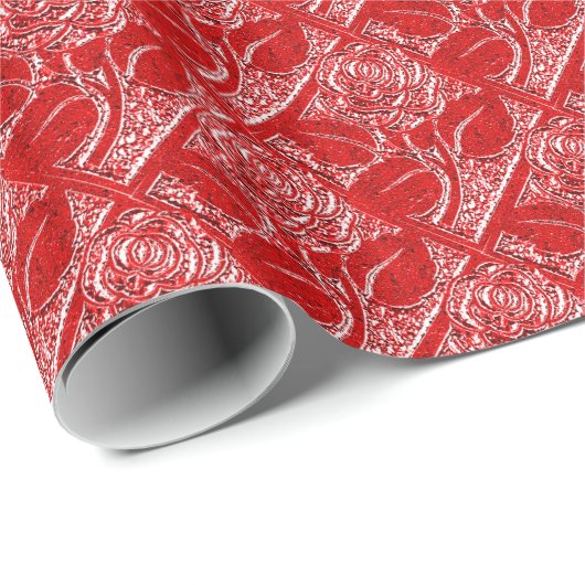 Rose-24-Rot-Geschenkpapier Geschenkpapier (Rolleneckpunkt)