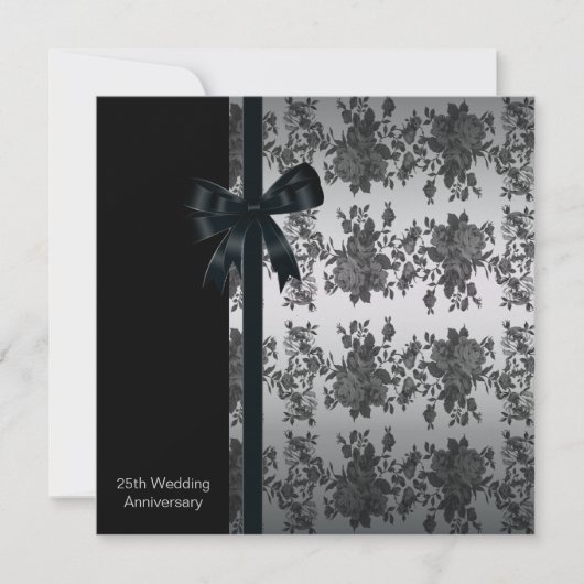Rose 25. Hochzeitstag Party Einladung (Vorderseite)
