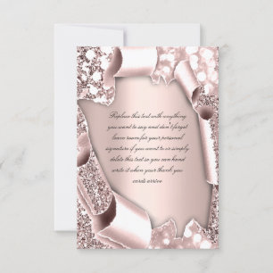 Rose 3D Glitter-Effekt Rahmen Initialen Elegant Einladung