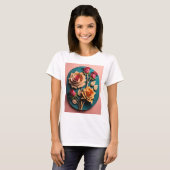 Rose 3D Paper Art Design T - Shirt (Vorne ganz)