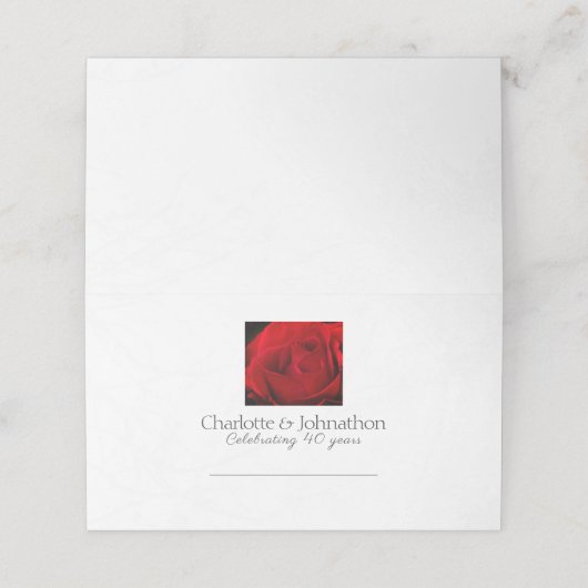 Rose 40. ruby-Jubiläumsstandorte Platzkarte (Außenseite Aufgefaltet)