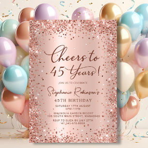 Rose 45. Geburtstag auf 45 Jahre Gold Einladung