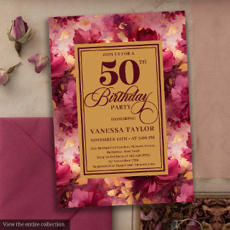 Rose 50. Geburtstag Einladung