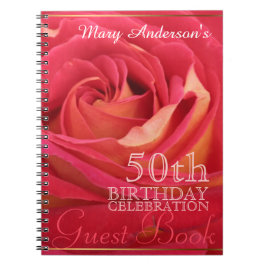 Rose 50th Birthday Celebration Custom Guest Book Notizblock