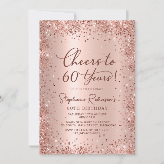 Rose 60. Geburtstag Einladung (Vorderseite)