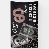 Rose 60 Jahre Gold 2 Foto Geburtstag Banner (Vertikal)