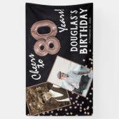 Rose 80 Jahre Gold 2 Foto Geburtstag Banner (Vertikal)