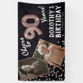 Rose 80 Jahre Gold 2 Foto Geburtstag Banner (Vertikal)