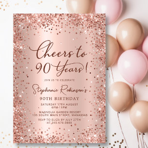 Rose 90. Geburtstag Einladung
