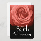 Rose A02D zum 35. Hochzeitstag Einladung (Vorne/Hinten)