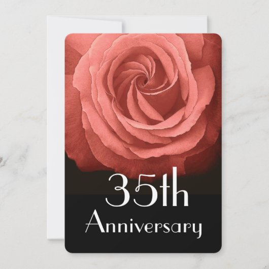 Rose A02D zum 35. Hochzeitstag Einladung (Vorderseite)