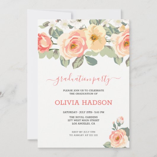 Rose-Abitur Einladung (Vorderseite)