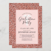 Rose Abschluss der Krankenpflege Gold Glitzer Part Einladung (Vorne/Hinten)