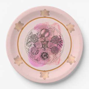 Rose Abstrakter Pessach-Seder-Plättchen-Teller Pappteller