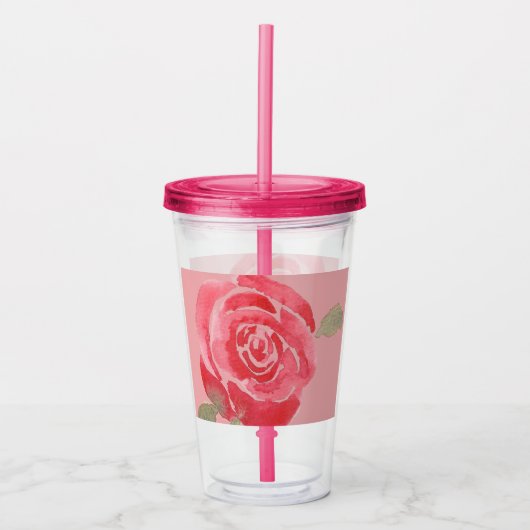 Rose Acryltrinkbecher (Vorderseite)