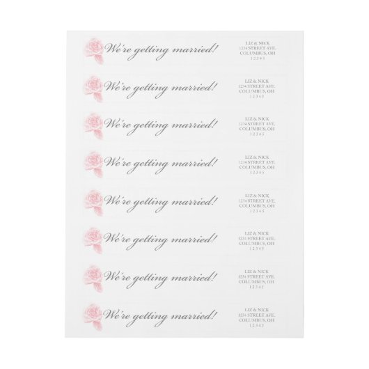 Rose-Adressetikett in Rosa (Bogen)