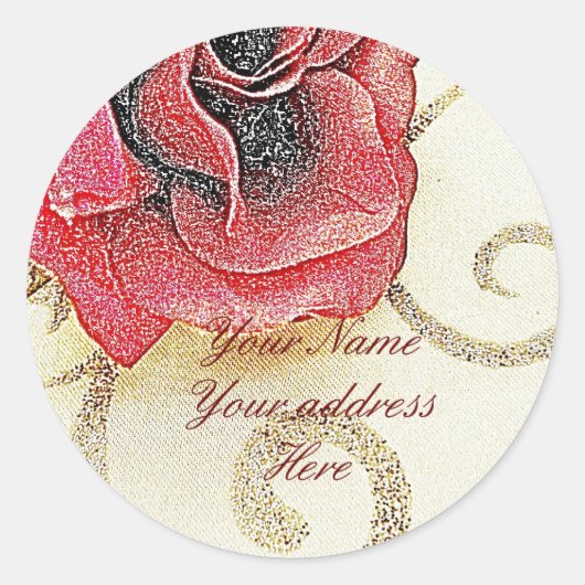 Rose-Adresslisten Runder Aufkleber (Vorderseite)
