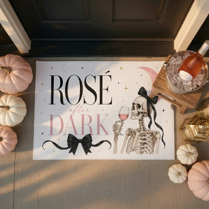 Rosé After Dark Skelett Halloween Fußmatte