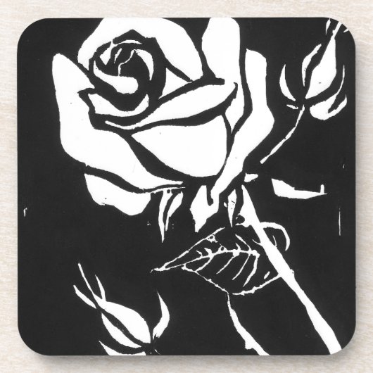 "Rose Alba" Set für Blumenkohl-Untersetzer Getränkeuntersetzer (Vorderseite)