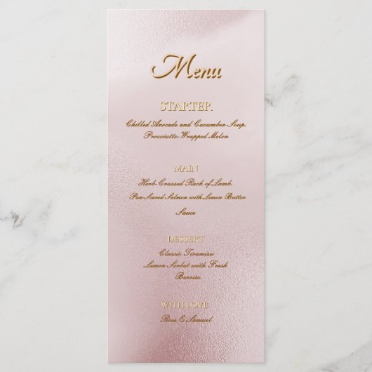 Rose Alcohol Ink Elegant Flat Menu Menükarte (Vorderseite)
