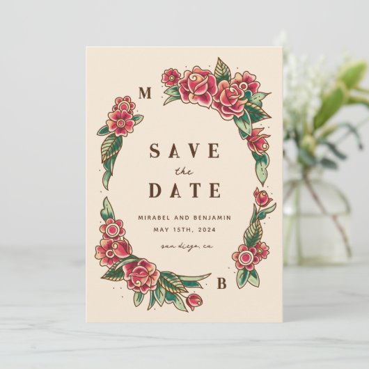 Rose Alte Schule Einladung (Stehend Vorderseite)