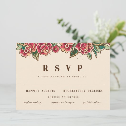 Rose Alte Schule Einladung (Stehend Vorderseite)