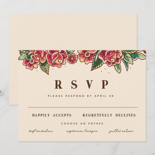 Rose Alte Schule Einladung (Vorne/Hinten)