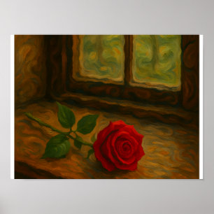 Rose am Fenster Poster