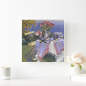 Rose am Meer Quadratische Wanduhr (Zuhause)