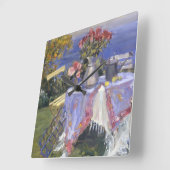 Rose am Meer Quadratische Wanduhr (Winkel)