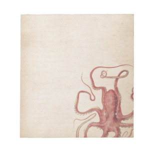 Rose am Meer Rosa Steampunk Octopus Natur Notizblock