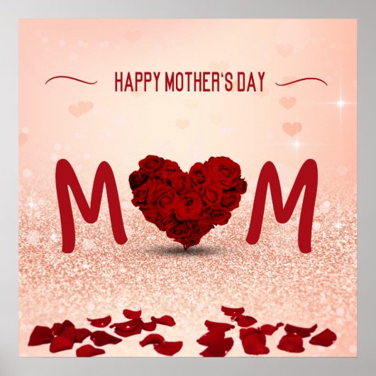 Rose am Muttertag Herz Bouquet - Plakatwerbung Poster (Vorne)