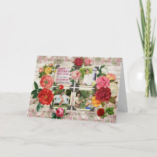 Rose am Muttertag Instagram Vintage FotoCollage Karte